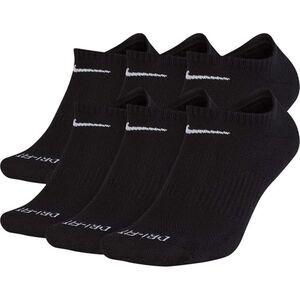 Nike Dri-FIT Everyday Plus Max Cushion No-Show Socks 6-Pack Black Large New
